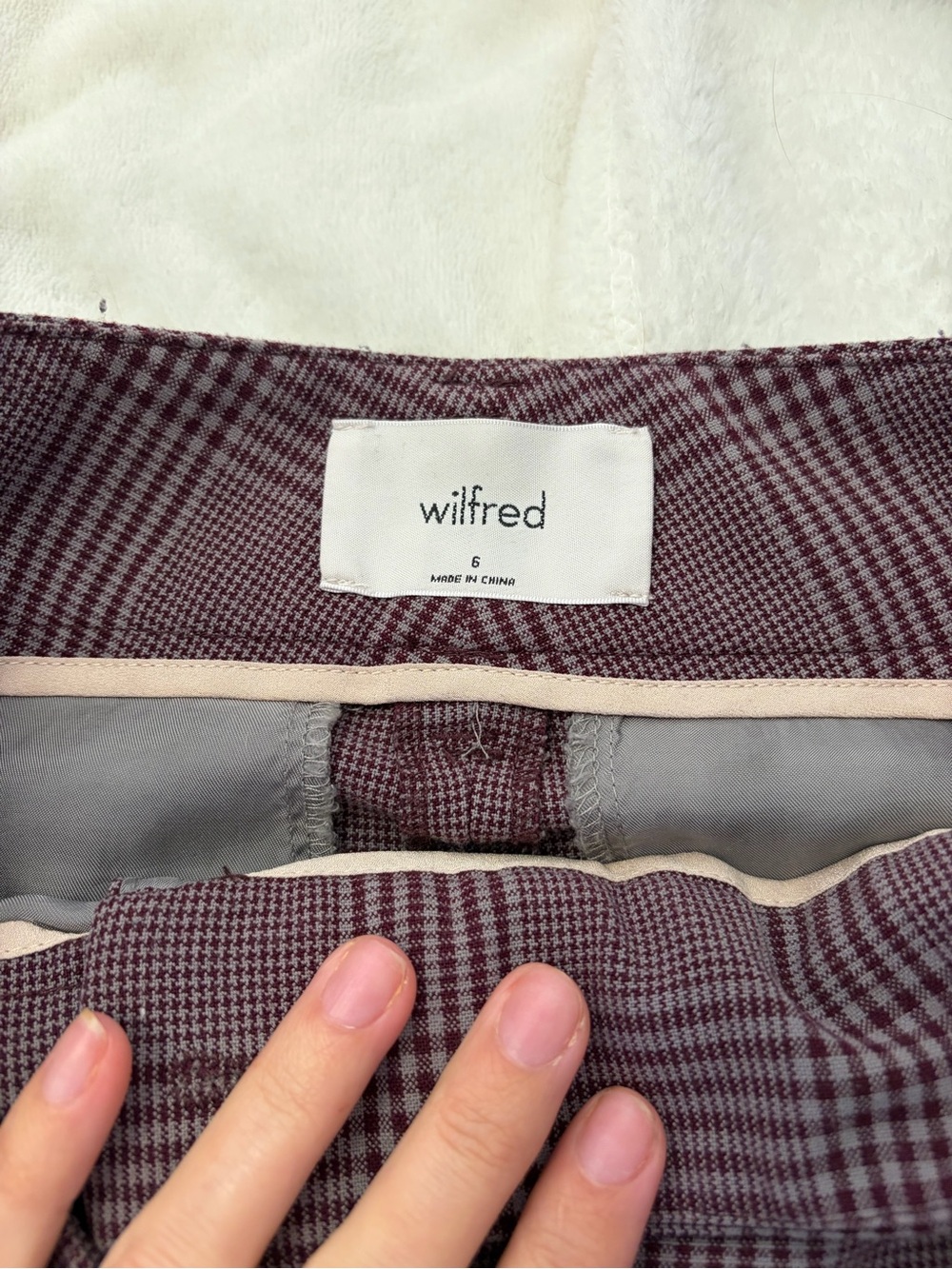 Wilfred Plum Plaid Straight-Leg Trousers - Picture 2 of 4